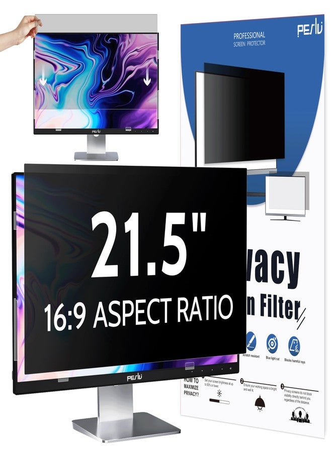 Peslv Computer Privacy Screen 21.5 Inch for 16:9 Widescreen Monitor, Removable 21.5inch Anti Blue Light Anti Glare Monitor Privacy Filter Shield (18 3/4" x 10 9/16") - Image 1